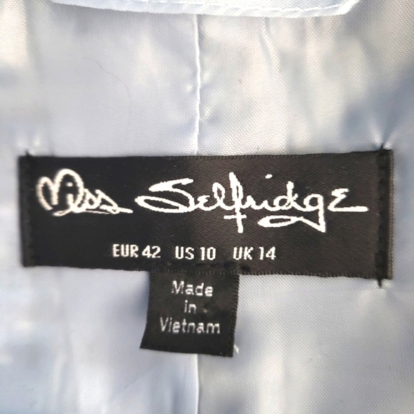 Boucle Shacket Blazer Oversize Sleeve Drop Shoulder Coat Blue/White Women's 10 - Picture 7 of 10